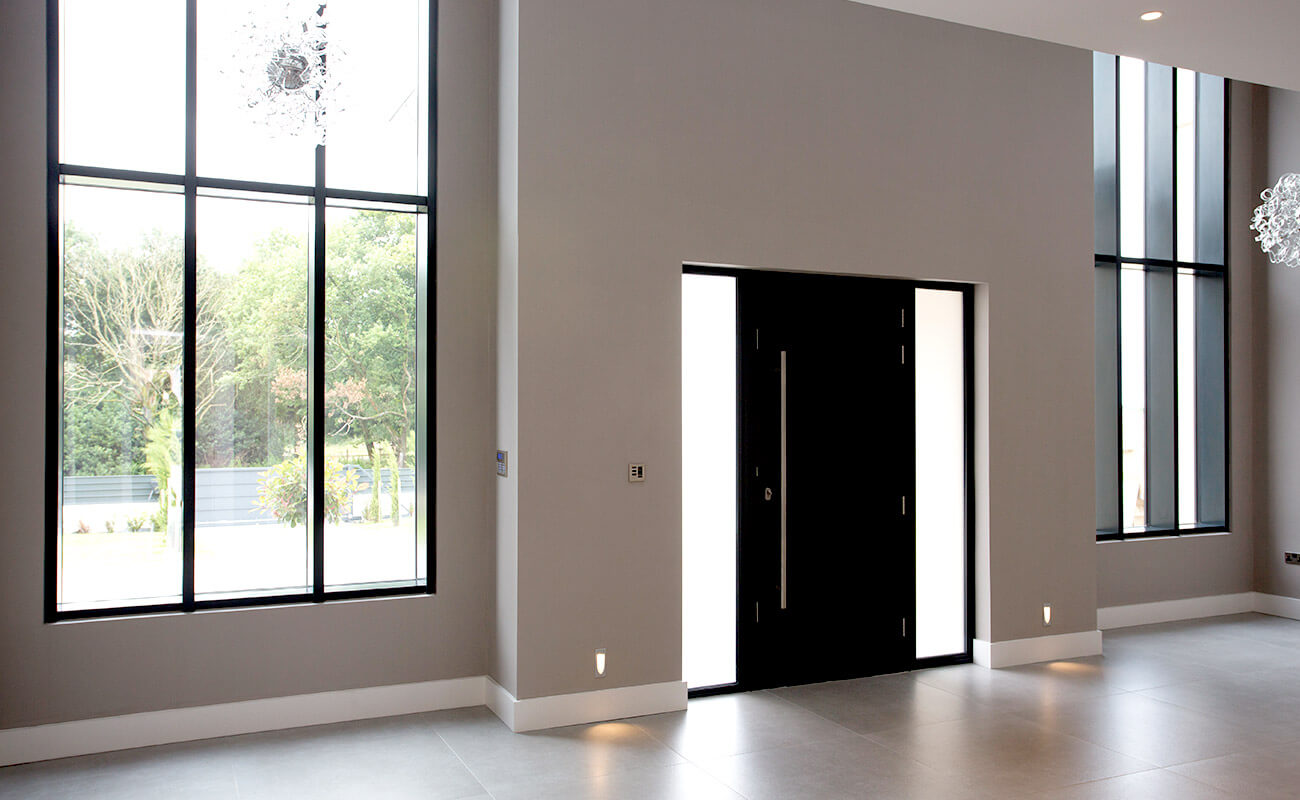 Black aluminium windows Lancashire and door on a contemporary house