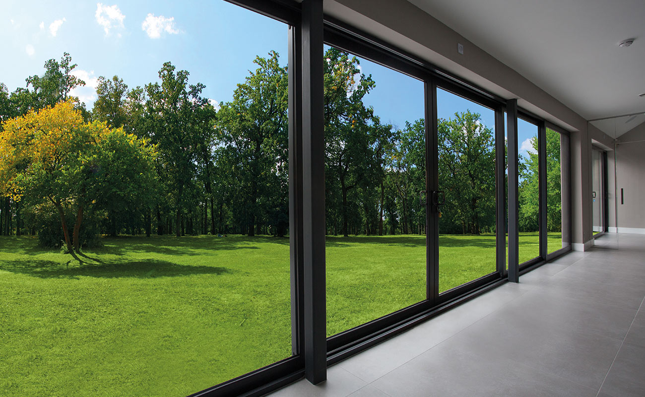 Black aluminium patio door
