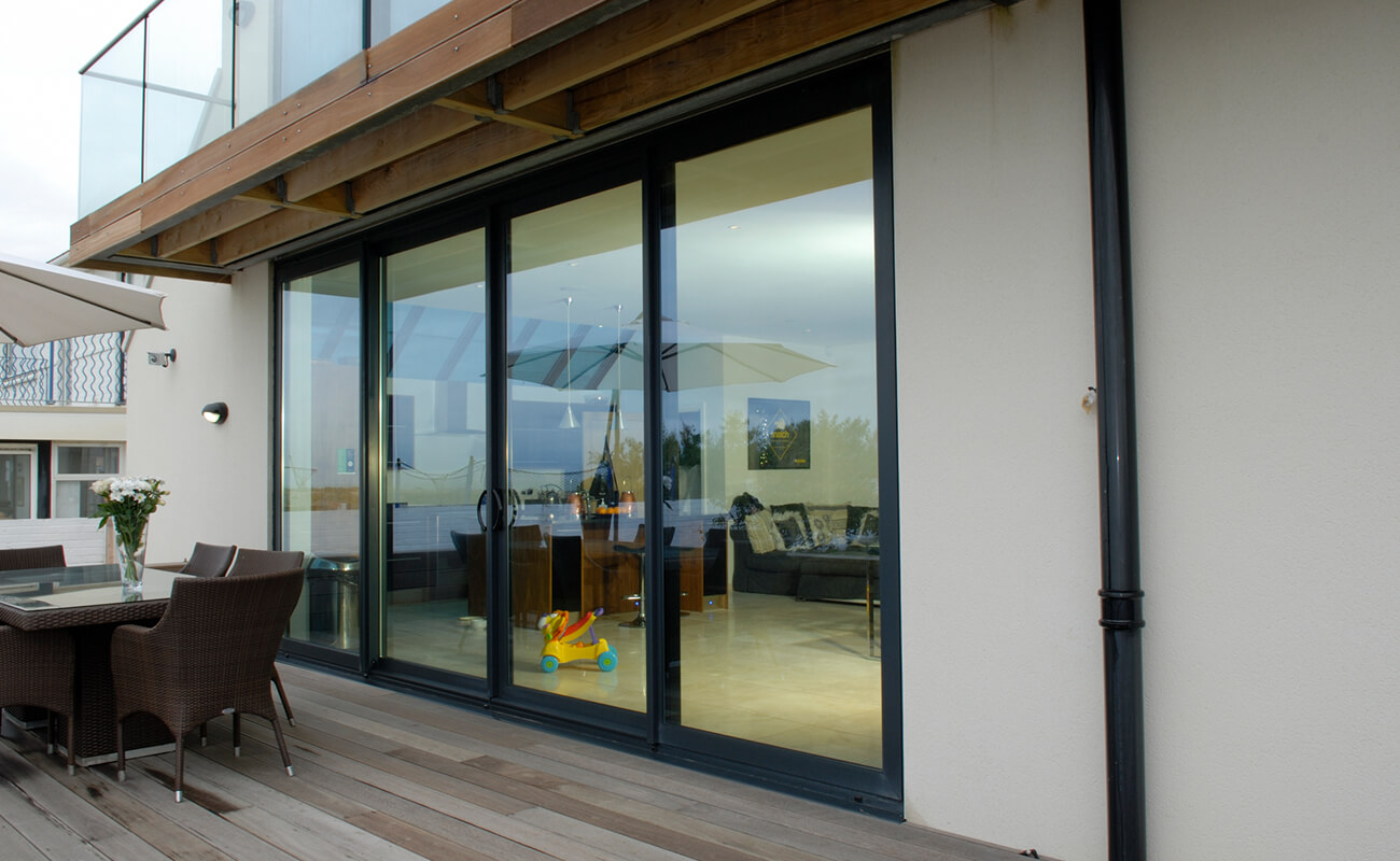 Black aluminium patio door