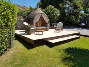 wooden decking in garden