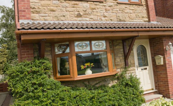 Golden oak bay window