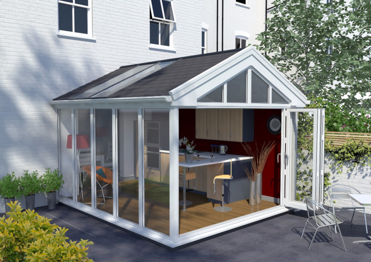 Ultraframe tiled roof with glass panels
