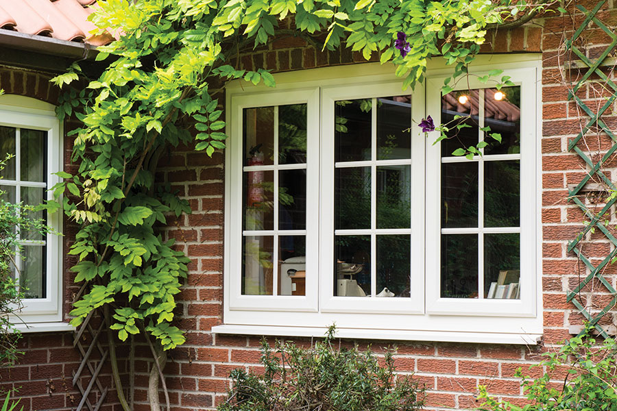 Leaded white UPVC casement window