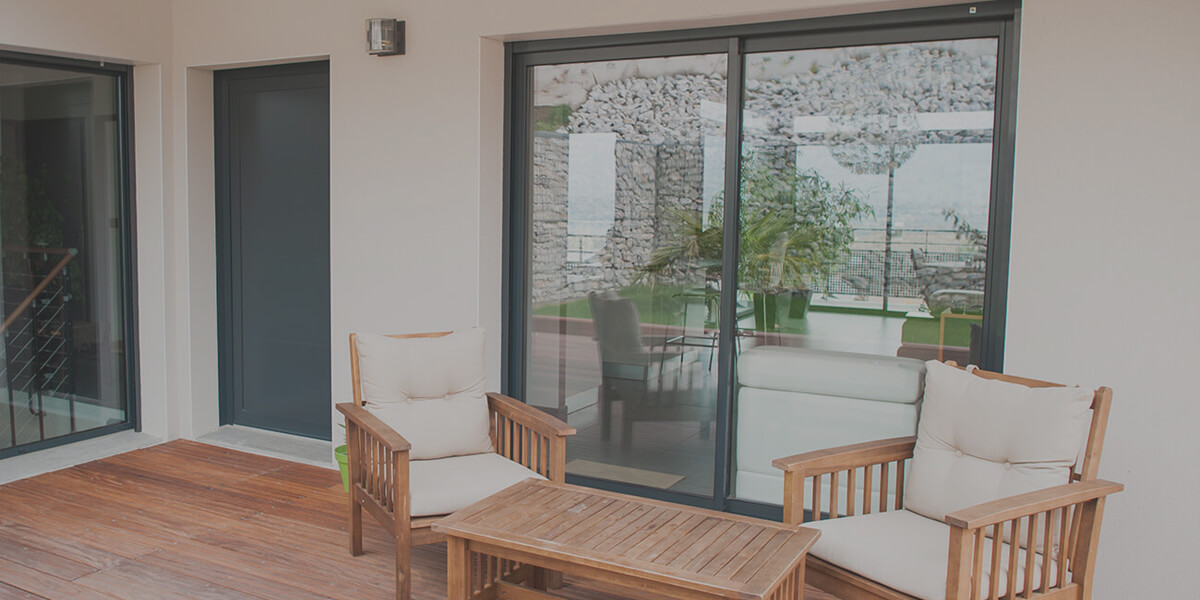 grey aluminium sliding patio door