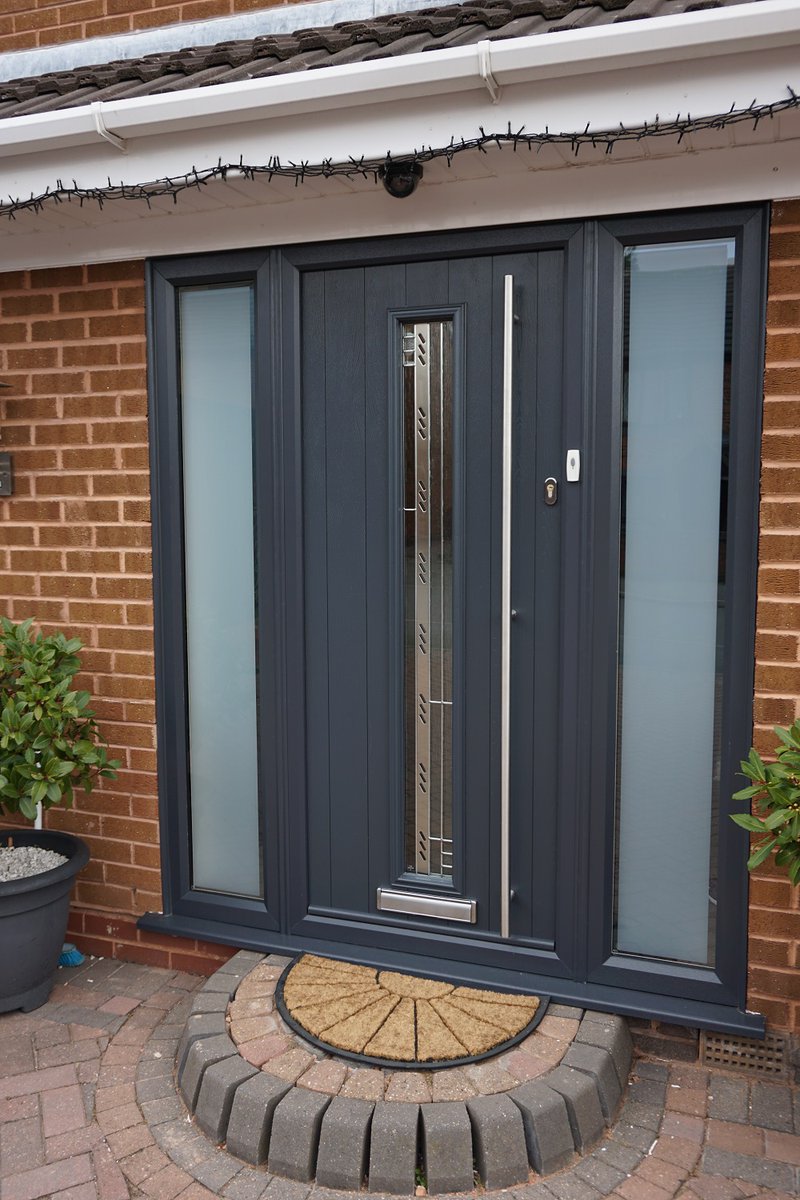 Contemporary composite door in anthracite grey