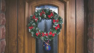 wreath on front door