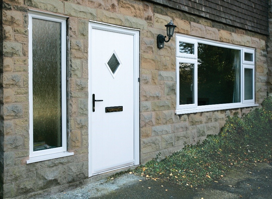 White composite front door