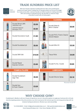 GHW - Sundries Pricelist
