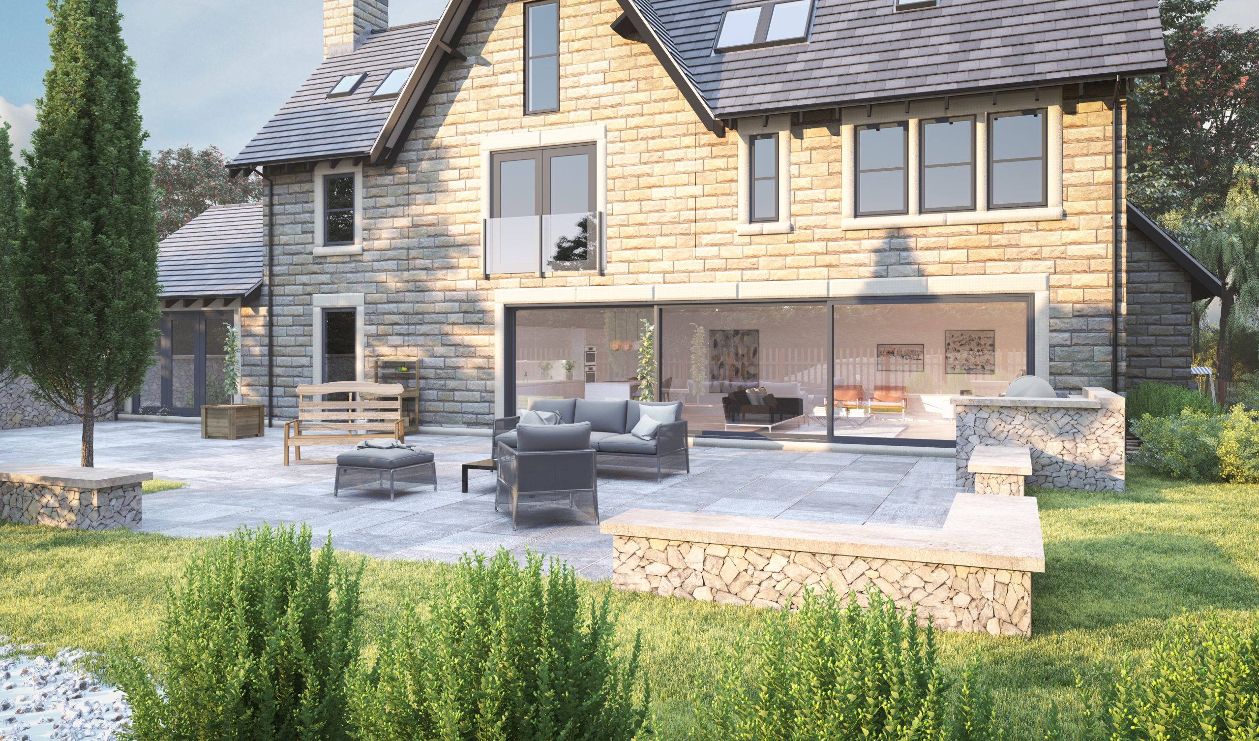 Patio with large patio doors