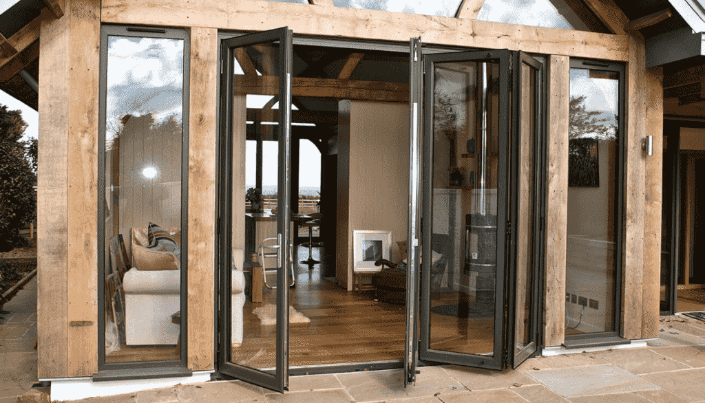 black aluminium bifold doors