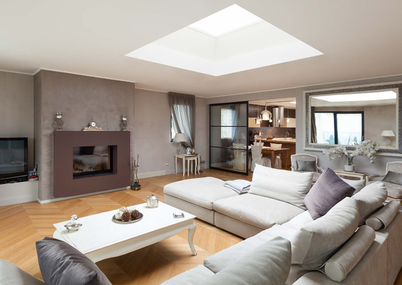 living room with rooflight