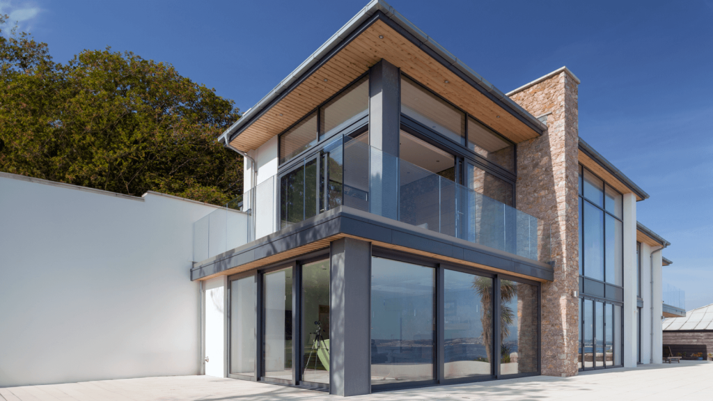 house with aluminium curtain walling