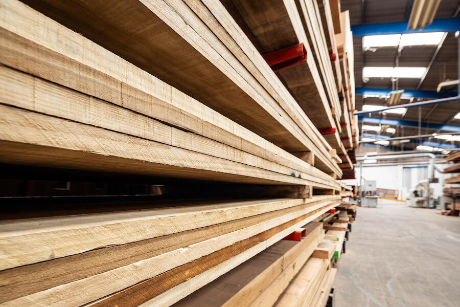 Accoya timber stored at Great Harwood Windows, ready for manufacturing premium joinery products